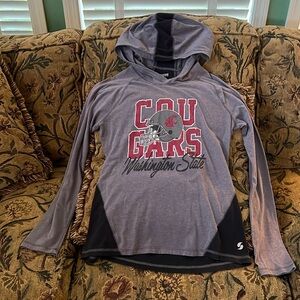 Washington state, cougar long, sleeved, hooded women’s shirt